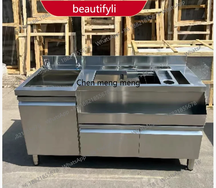 A55 Bar Stainless Steel Mixing Station Water Bar Counter Operation Table Workbench Cocktail Cabinet
