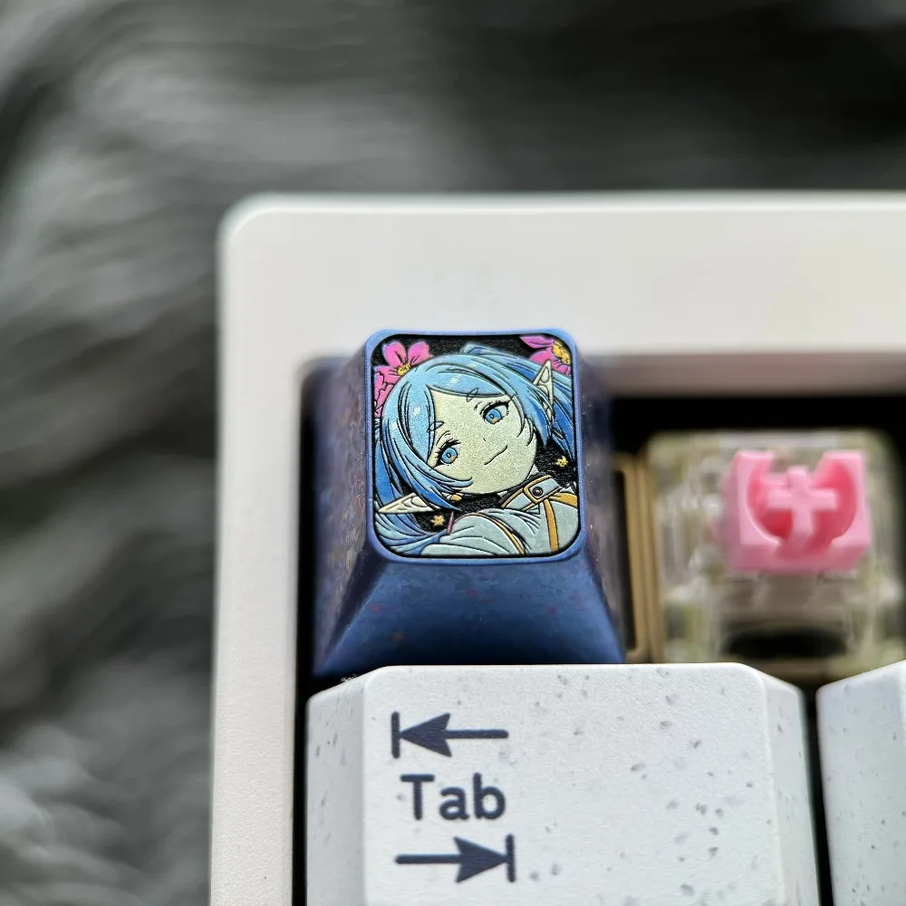 Cartoon ‌Frieren: Beyond Journey's End‌ Colorful Titanium Alloy Keycaps Original Height Cross-Axis Gaming Keyboard Accessories