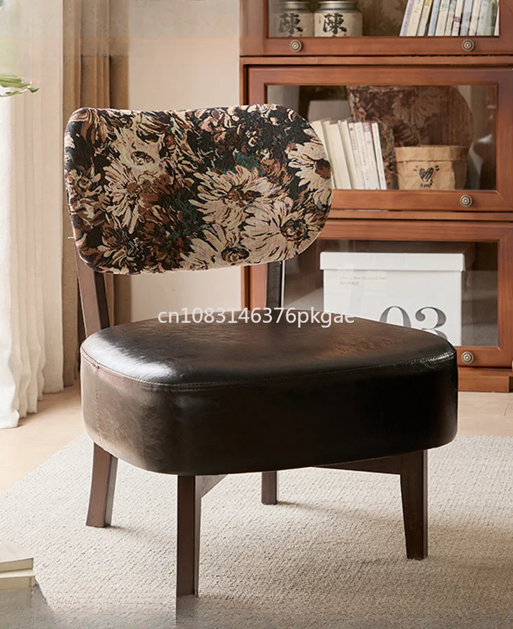 Home Comfortable Sofa Chair Bedroom Single Chair Living Room Sedentary Lounge Chair Balcony Back Seat Retro Single Sofa