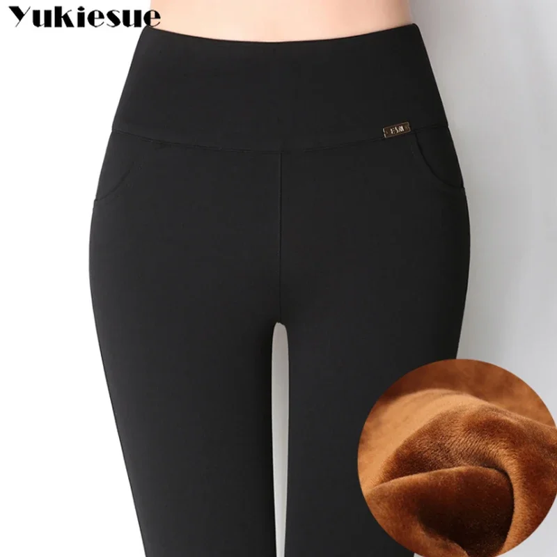 winter thick warm fleece high waist Women's Capris pencil pants for women skinny leggings woman trousers clothe S-6XL