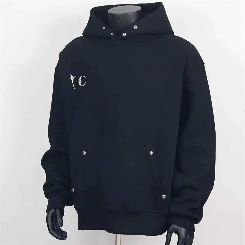 Thug Club Heavy Base Simple Metal Decoration Solid Color Loose Casual Hooded Sweater