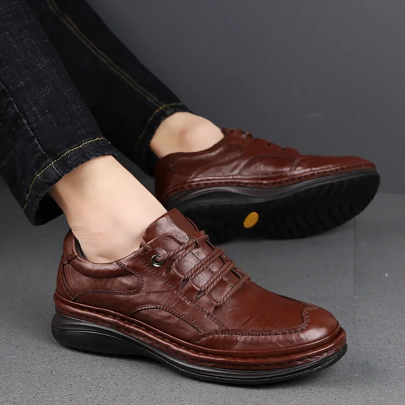 2024 Winter Genuine Leather Shoes Men Business Formal Shoes British style Men shoes