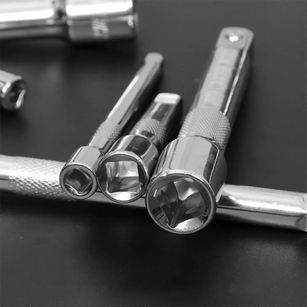 1/4 3/8 1/2 Socket Ratchet Wrench Extension Bar 50/75/100/125/150/250mm Long Bar Steering Sleeve Connecting Rod Accessories