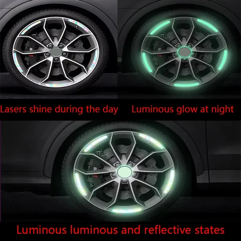 Car Wheel Hub Reflective Sticker Set car Motorcycle Stripe Tape Decorative Stickers Car Decal Auto Exterior Accessories 20PCS