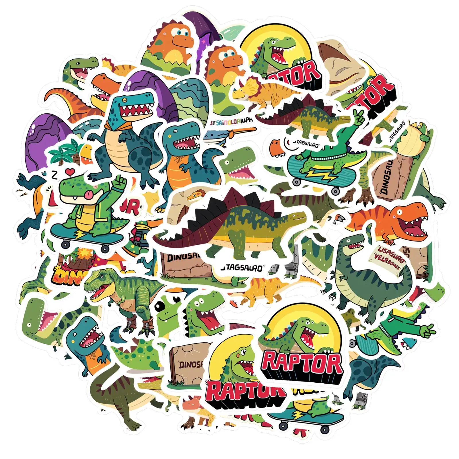 

35 шт. забавных наклеек с мультяшными изображениями доисторических животных, приключенческие наклейки для ноутбуков, мотоциклов, багажа, телефонов