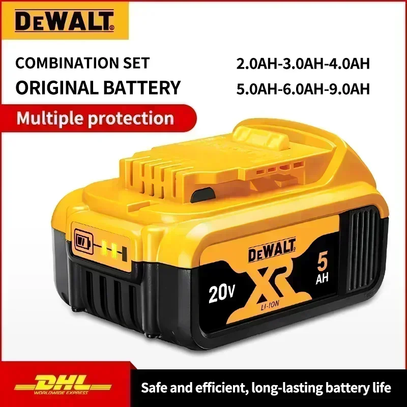 Original Dewalt 20V 5AH DCB200 DCB184 lithium battery, suitable for power tool battery, LED light universal