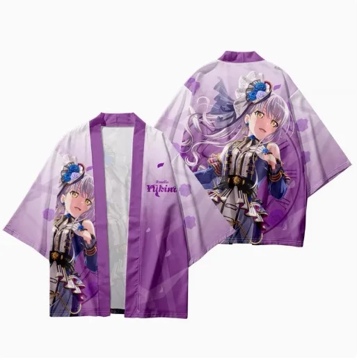 บทบาทอะนิเมะ Roselia เสื้อคลุมฮาโอริ Harajuku ญี่ปุ่นเกมคอสเพลย์เครื่องแต่งกาย 3D การพิมพ์เสื้อบางหลวม Tees ผู้ใหญ่ Carnival Party เสื้อสเวตเตอร์ถัก