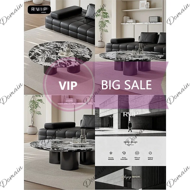 Ni Italian Minimalist Black Marble Coffee Table Round With Rotating Storage Lazy Susan Luxury Round Tea Table