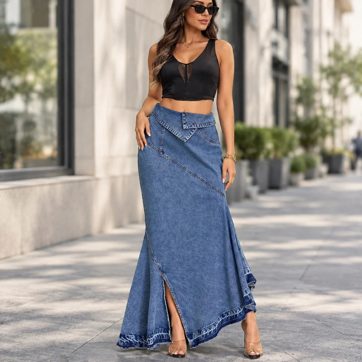 A Line Silhouette Skirt Seamless Short Urban with Commuter Chic Light Stretch Wrinkle Resistant Treatment Casual Women Skirt