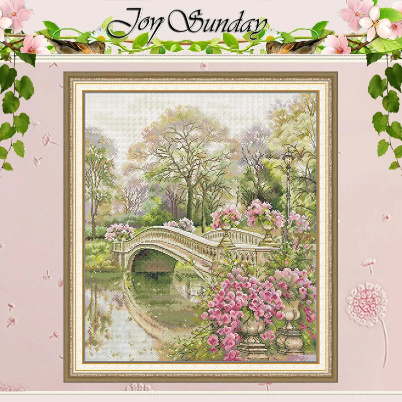 

Flower Bridge Scenery Patterns Counted Cross Stitch Set DIY 11CT 14CT 16CT Stamped DMC Cross-stitch Kit Embroidery Needlework