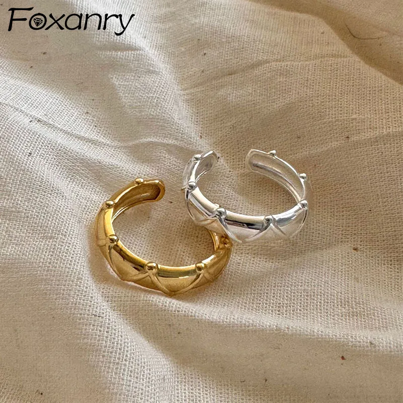 Foxanry Silver Color Minimalist Rings For Women Couples Korean Fashion Simple Creative Personality Wedding Jewelry Accessories