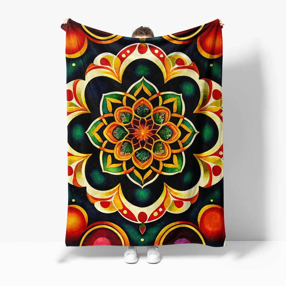 

Психоделическое одеяло с мандалой-богемное одеяло с цветочным принтом для дивана-кровати, украшение для дивана, подарок