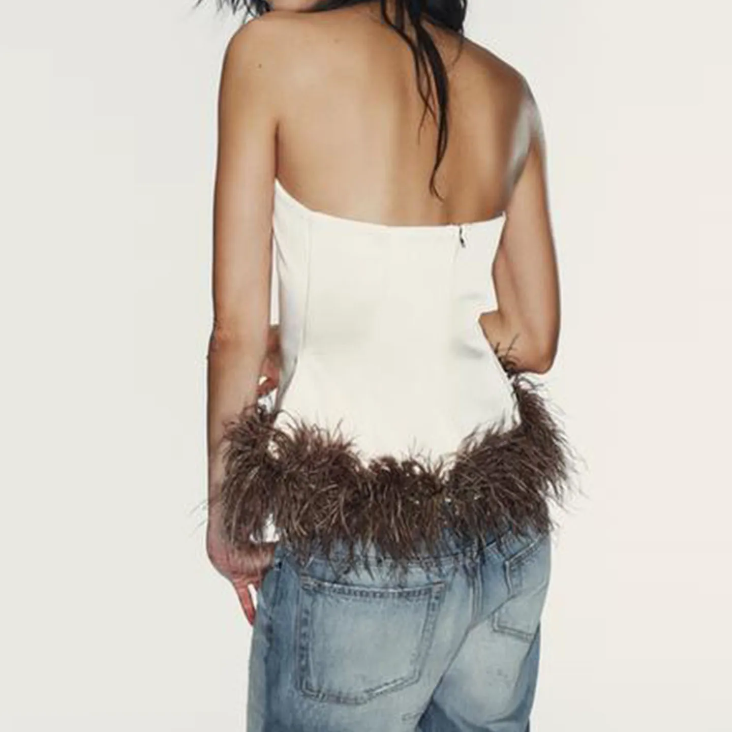 Z Damen-Oberteil mit Reißverschluss, SLE-Federbesatz, schlichtes Design, erschwinglich, Neuankömmling, ort Länge, Farbe Winter 2025,