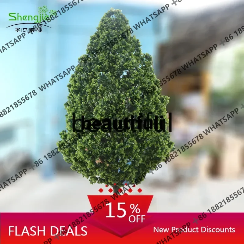 zJ Green planting tree simulation real wooden pole green plant outdoor landscaping jiuli fragrant fake tree