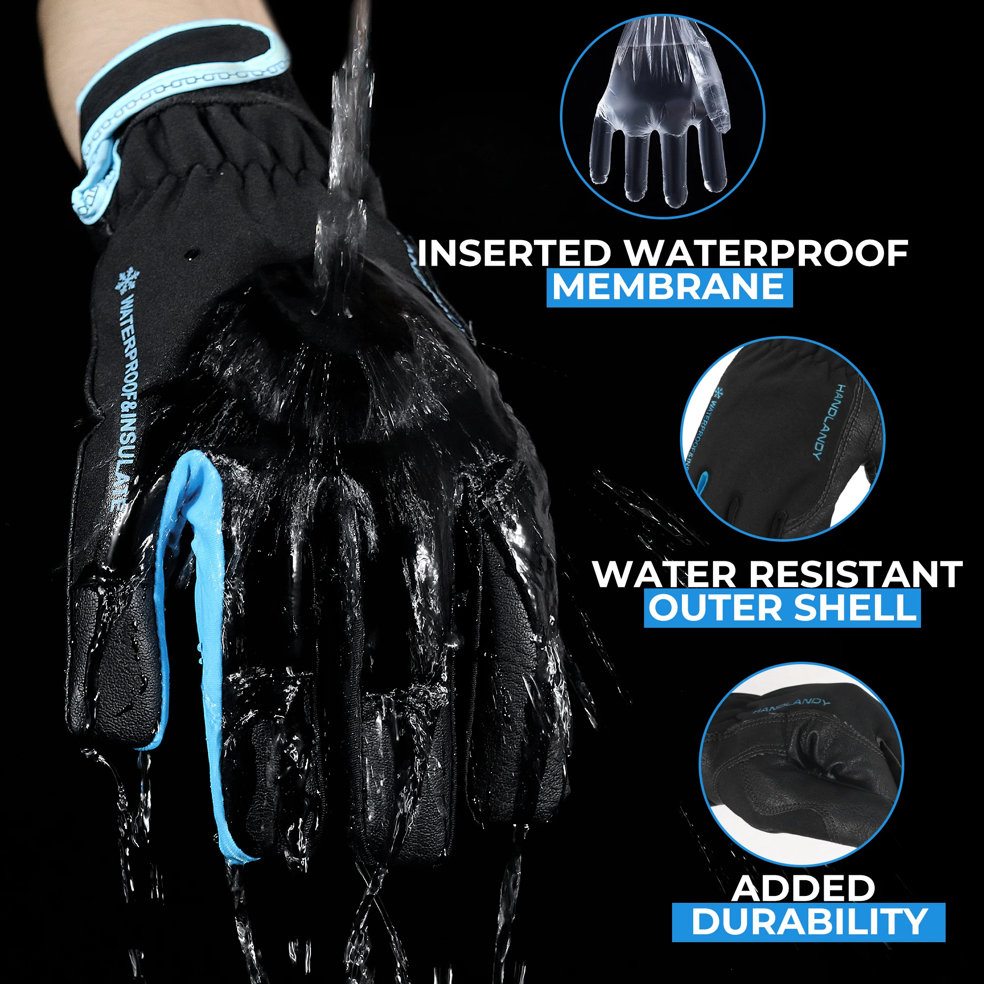 HANDLANDY Insulated Work Gloves, Thermal Winter Gloves Waterproof for Men, Warm Cold Weather Gloves