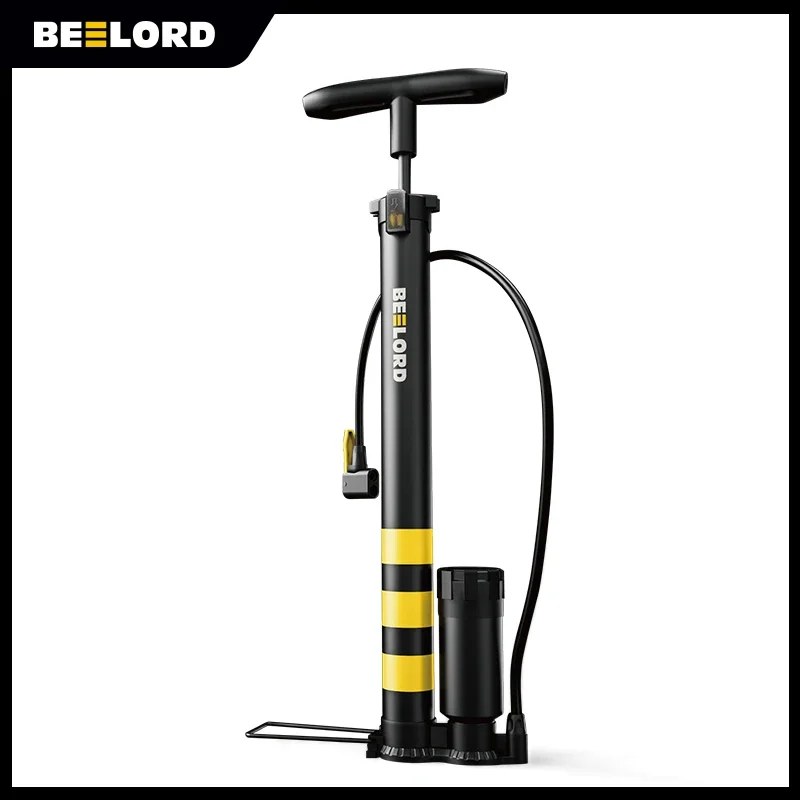 BEELORD Bike Tire Pump with Pressure Gauge Air Inflator Fits Schrader&Presta Valve Bicycle Floor Pump for MTB Road Cycle Balls