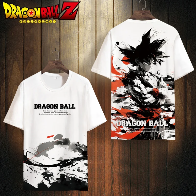 

2024 Новая летняя футболка Dragon Ball Goku с рисунком ледяного шелка и короткими рукавами, мужская футболка очень большого размера, модная одежда из ледяного шелка, подарки для мальчиков