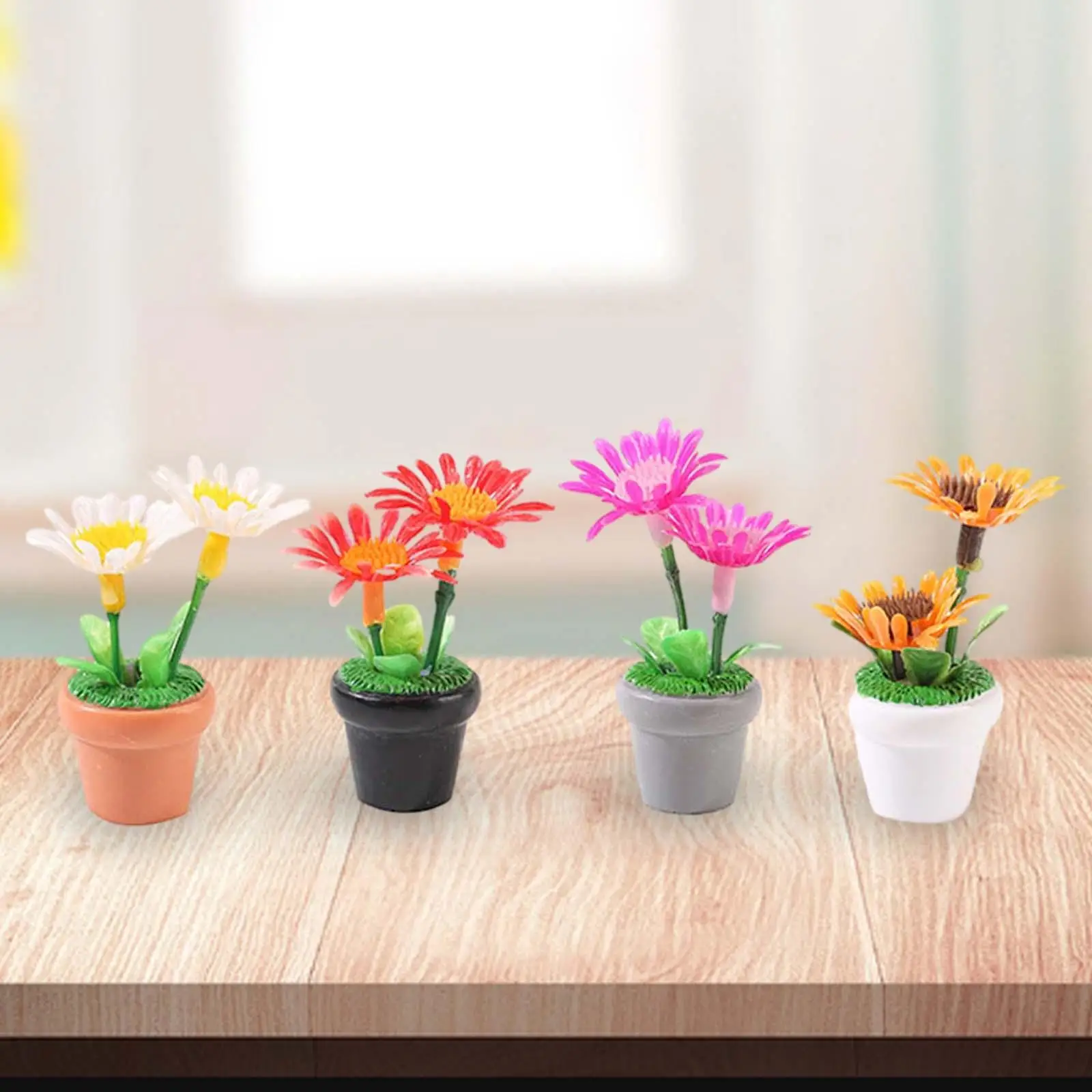 Flores de casa de muñecas en miniatura, 1 12, plantas de casa de muñecas en miniatura, maceta Mini, 4 unidades