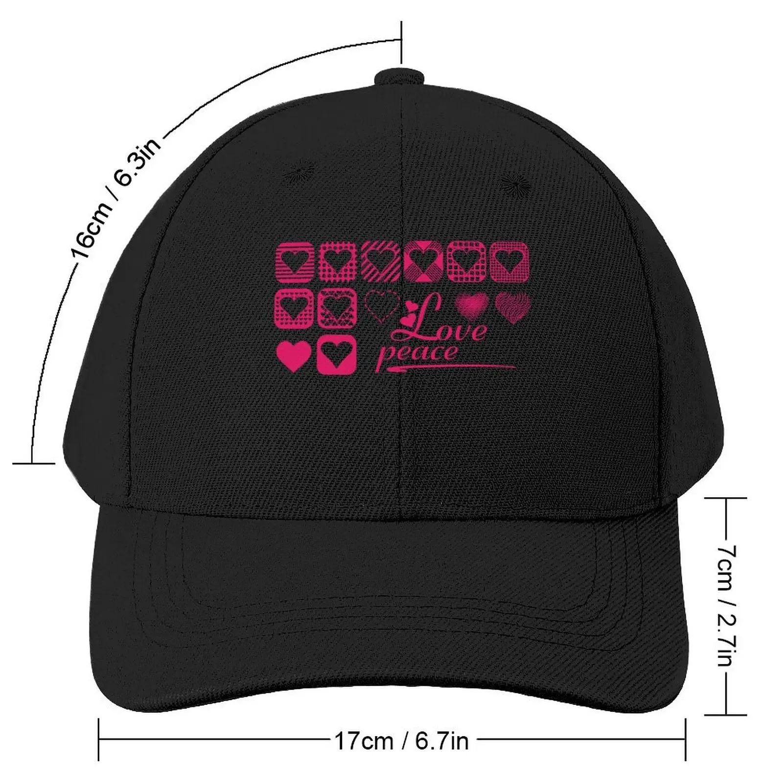 Love Peace Various Heart Graphic T-Shirt- Stylish Pink Baseball Cap Kids Hat Horse Hat Christmas Hat Hats For Men Women's