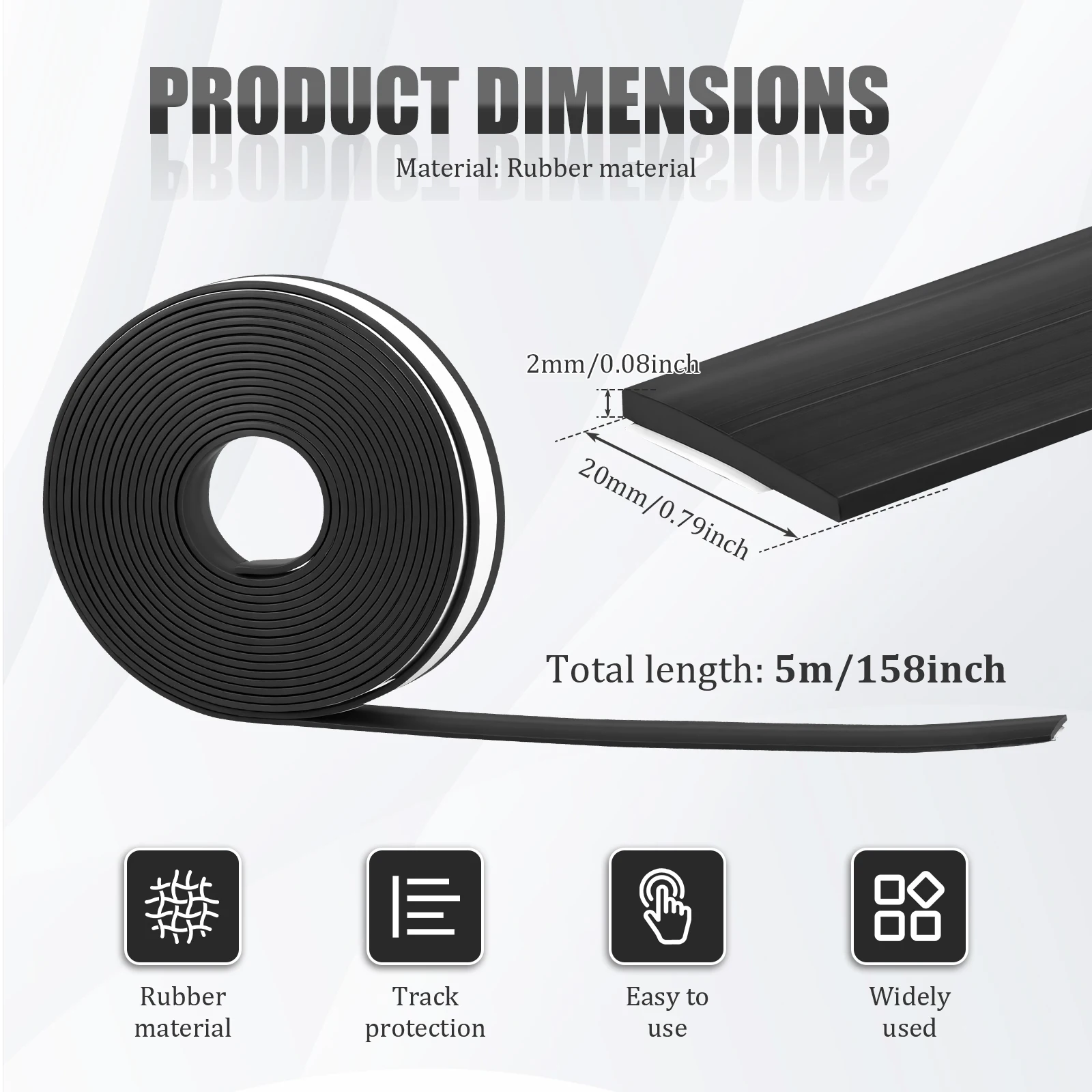 5M Guide Rail Splinter Guard Strip - Replacement Tape for Track Saw Guide Rails Durable Guide Rail Anti-crack Rubber Strip