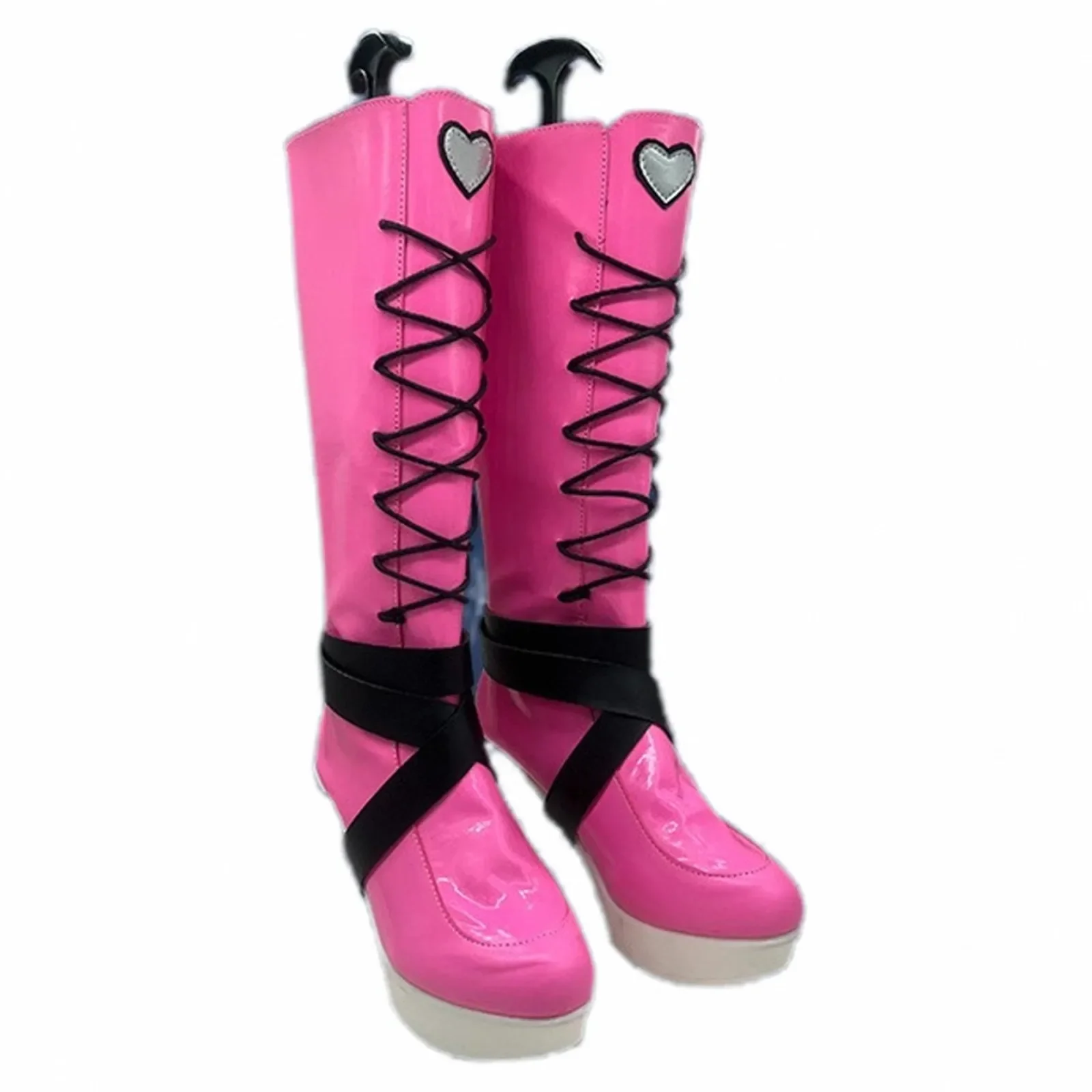 Monster Draculaura Cosplay Shoes Anime High School Girl Pink Knee High Boots Straps High Heels Shoes Halloween Costume Shoes