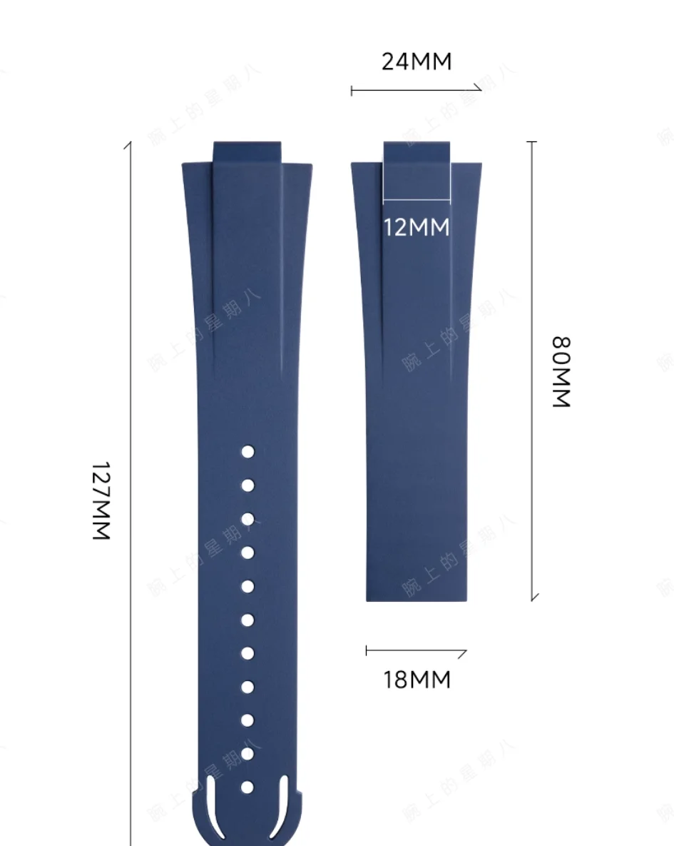 مناسبة لسلسلة غوص أوريس 7730 حزام ساعة مطاطي خاص 24-12 مم حزام ناعم مقاوم للماء