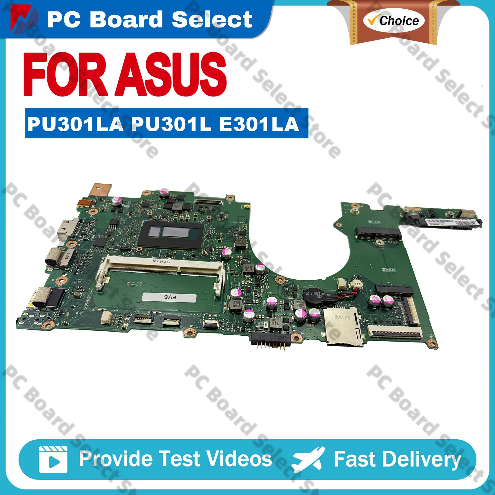 carte-mere-d'ordinateur-portable-pu301l-pu301la-pour-asus-vivobook-pu301la-avec-processeur-i3-i5-i7-tests-100-reussis-livraison-rapide-en-stock