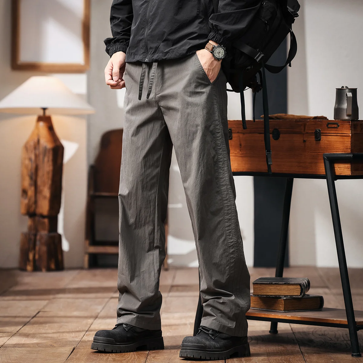 

Мужские осенние новые свободные прямые спортивные повседневные брюки Blue Deer American Sle Ice Silk Cool Feeling для активного отдыха, быстросохнущие