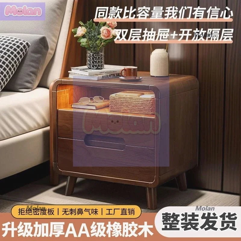 

Solid wood bedside table simple modern 2024 new small cabinet bedroom small bedside shelf simple storage cabinet