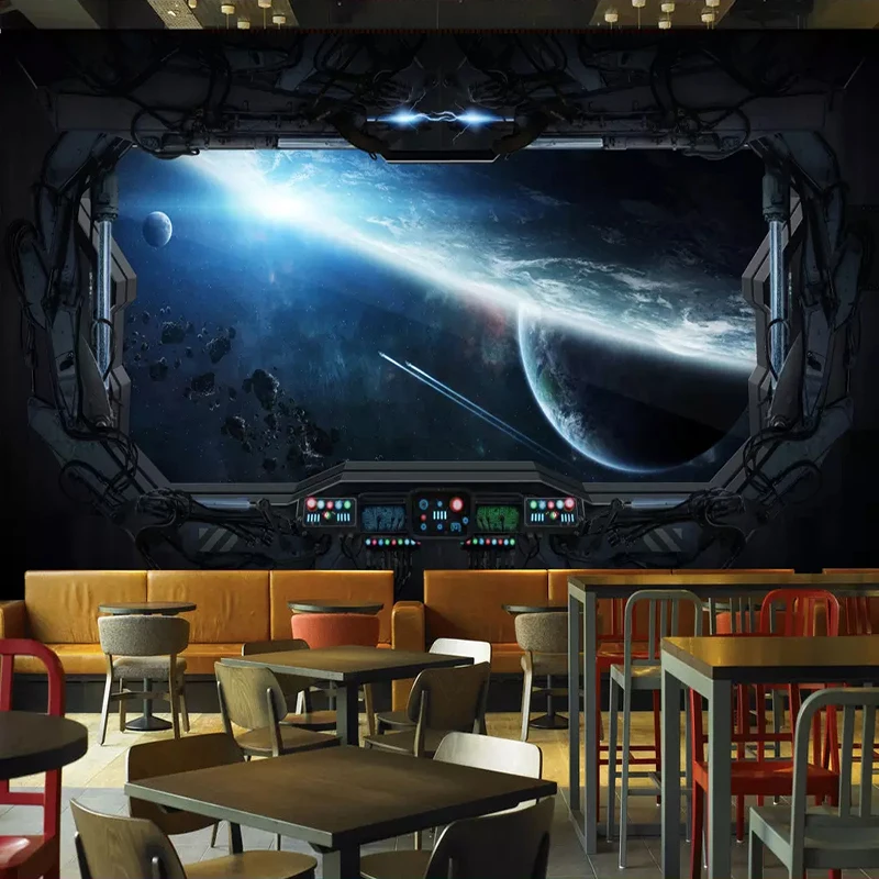 Custom 3D Photo Wallpaper Cosmic Space Cabin Spacecraft Wall Painting 3D Restaurant Hotel Internet Gaming Room Mural Wall Paper