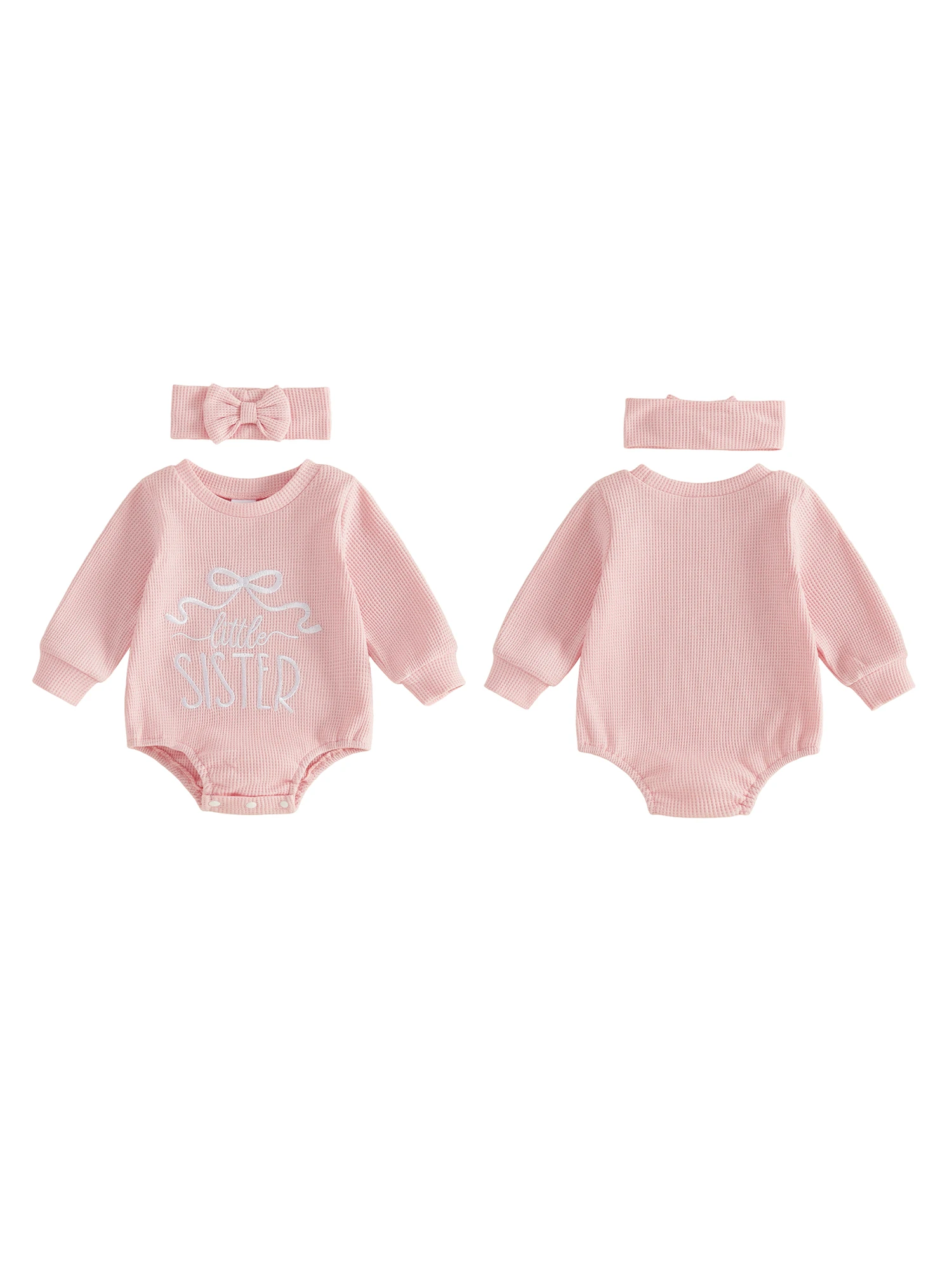 Embroidery Bodysuit Girls Waffle Sweatshirt Letter Embroidery Bodysuit Embroidery Waffle Waffle Sweatshirt Romper