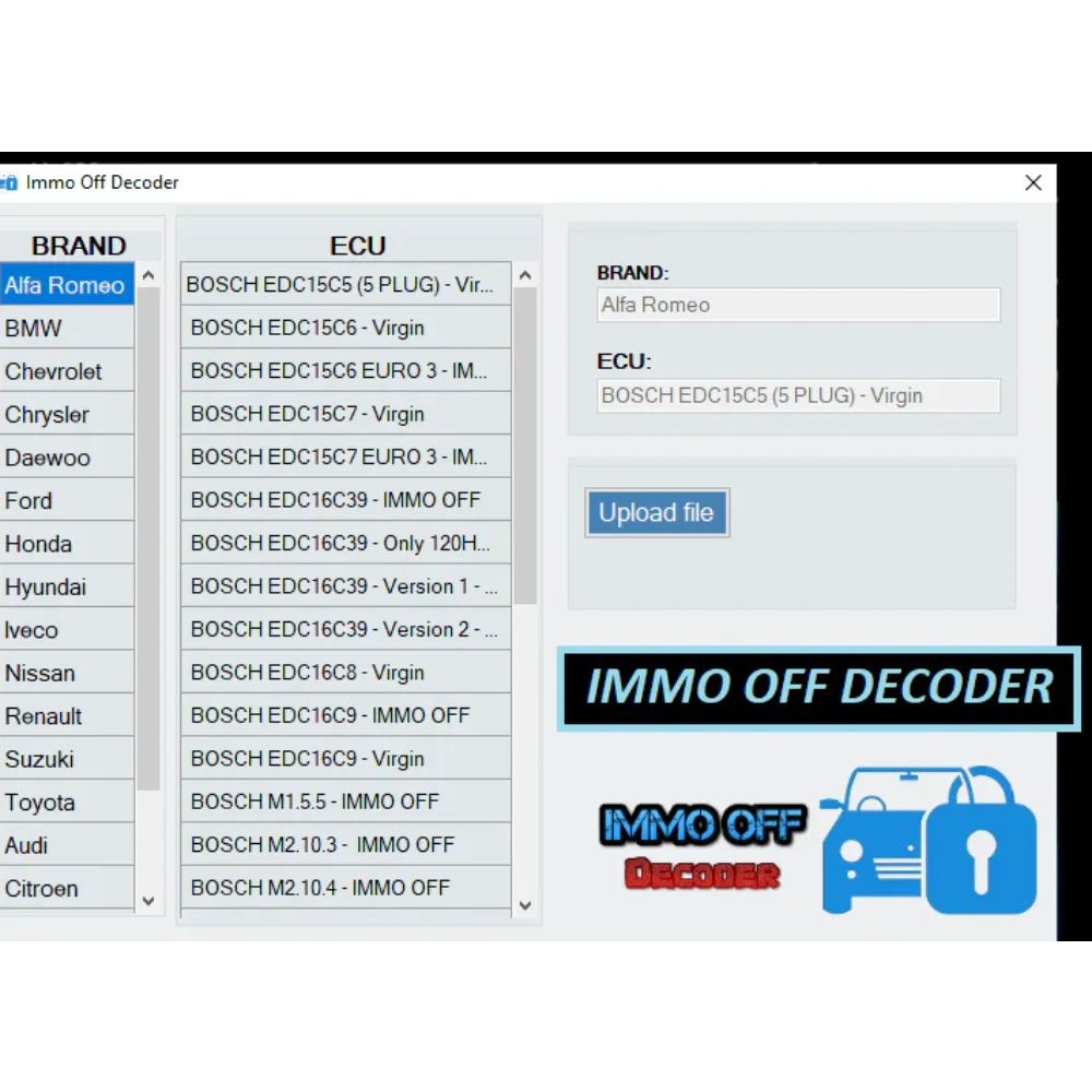 IMMO OFF DECODER (NEW IMMO OFF SOFTWARE)   Removes Immobilizer Data From ECU Files for Repair, Cloning Prep, and Bench Work.