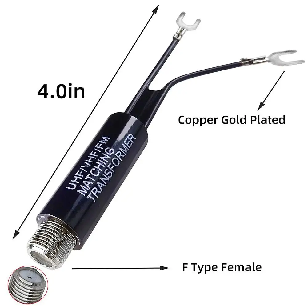 Transformador 75 Ohm para 300 Ohm Adaptador, UHF, VHF, FM, F Cabo Conector Coaxial Feminino, Plug Jack, TV, Rádio, RF Antena Coaxial