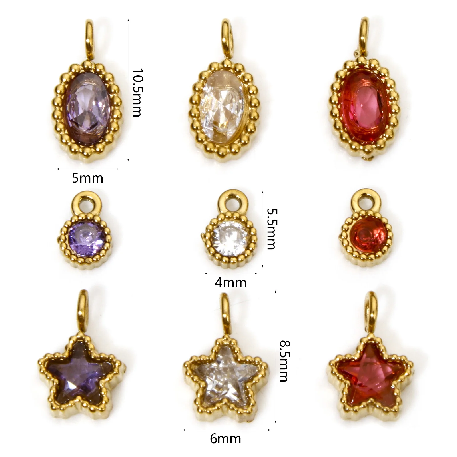 دلاية من حجر الراين متعددة الألوان للنساء ، سحر من الفولاذ المقاوم للصدأ ، لون ذهبي ، جولة ، مجوهرات سوار تصنعه بنفسك ، 1 DIY