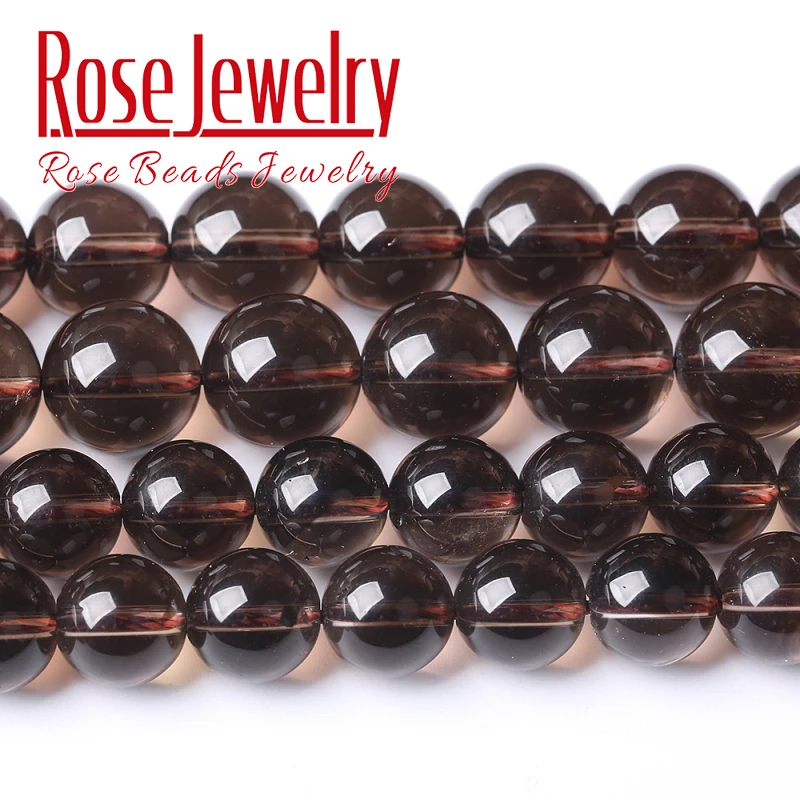 Natural Smoky Quartzs Crystal Stone A+ Quality Round Beads For Jewelry Making DIY Bracelet Necklace 4 6 8 10 12mm 15'' Strand