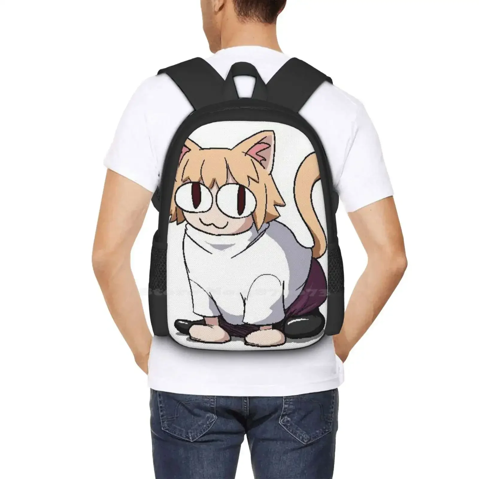 Neco Arc Cat Mochila com design de impressão 3D Bolsa de estudante Neco Arc Neko Arc Cat Fate Tsukihime Mochila unissex de grande capacidade