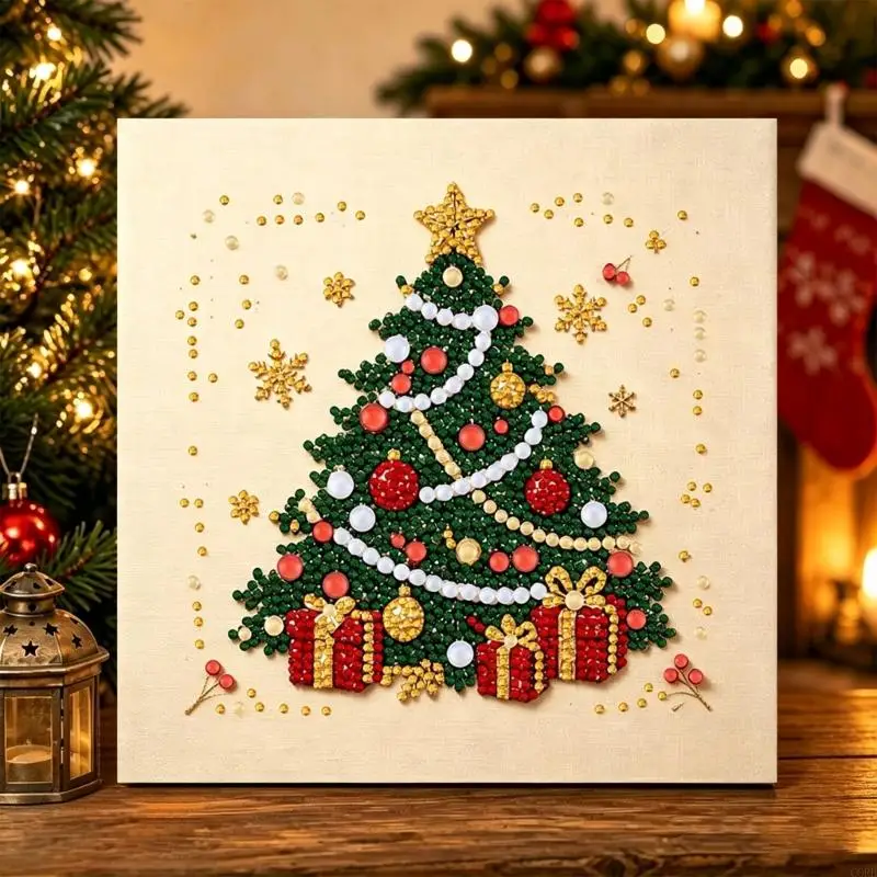 CORB Christmas DIY Art Canvas Kits Pearls Painting Craft Project for Holiday Gifting