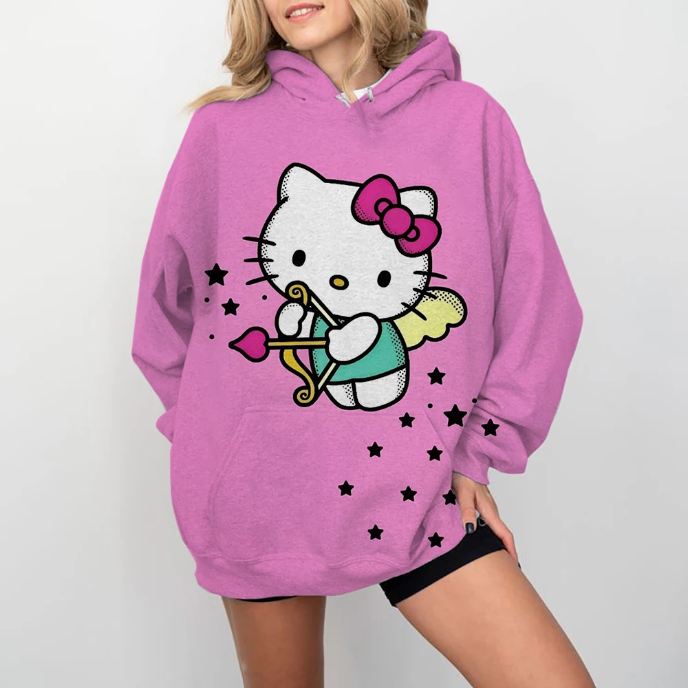 Coulomi Hello Kitty 3D Hoodie Sweatshirt Woman Clothing Harajuku Long Sleeve Hooded Pullover Sweatshirts Sport Hoodies