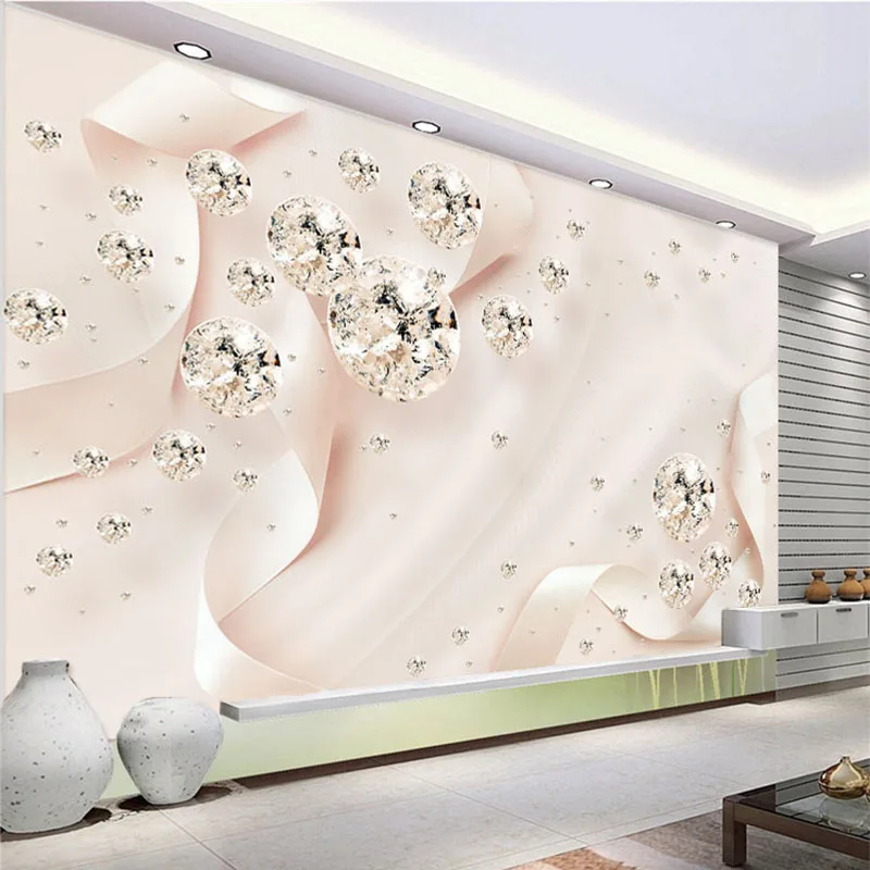 

Custom 3D Stereoscopic Jewelry Pink Mural Wallpaper Living Room TV Sofa Background Wall Covering Home Decor Backdrop Fresco