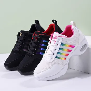Tanz-Sneaker für Damen, Jazz-Schuhe, Mesh, moderne Außensohle, Tanz-Sneaker, atmungsaktiv, leicht, Tanz-Fitness-Schuhe für Damen