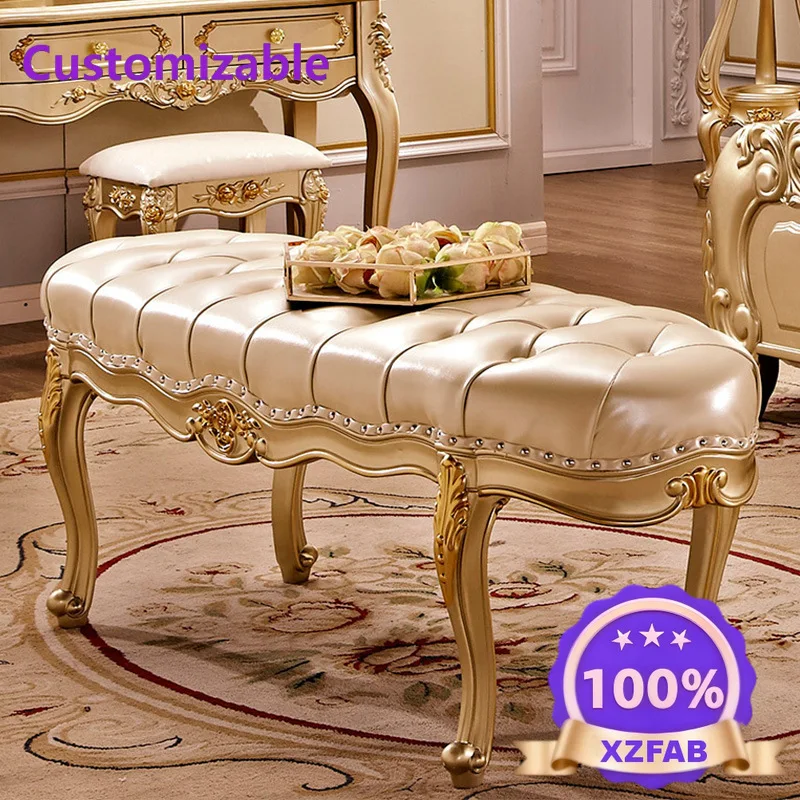 Factory Direct 2026 Simple European style bedside stool bedroom luxury leather bedside tatami before shoe changing stool chair