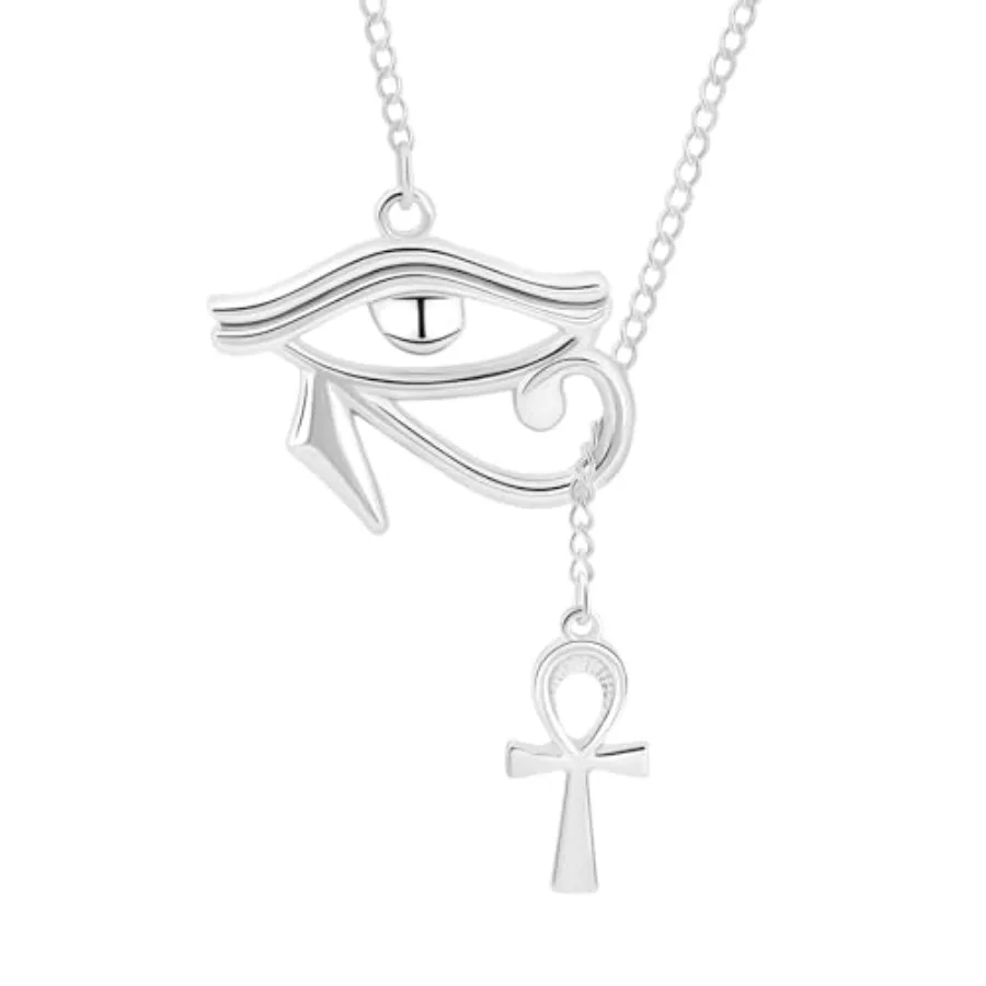 

Eye of Horus Ankh Cross Necklace for Women 18K Plated Dainty Ancient Egyptian Religious Symbol Eye of Ra Key of Life Pendant Y