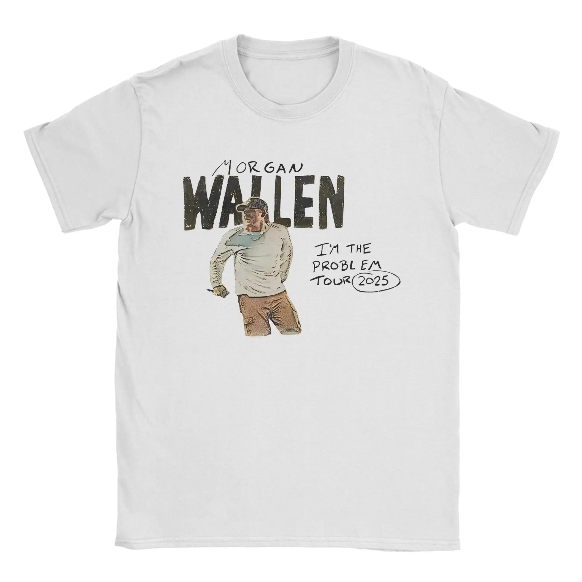 

Harajuku Morgan Wallen 2025 Tour T Shirt Men O-neck Short Sleeve Tops I'm The Problem 100%Cotton Summer Clothing
