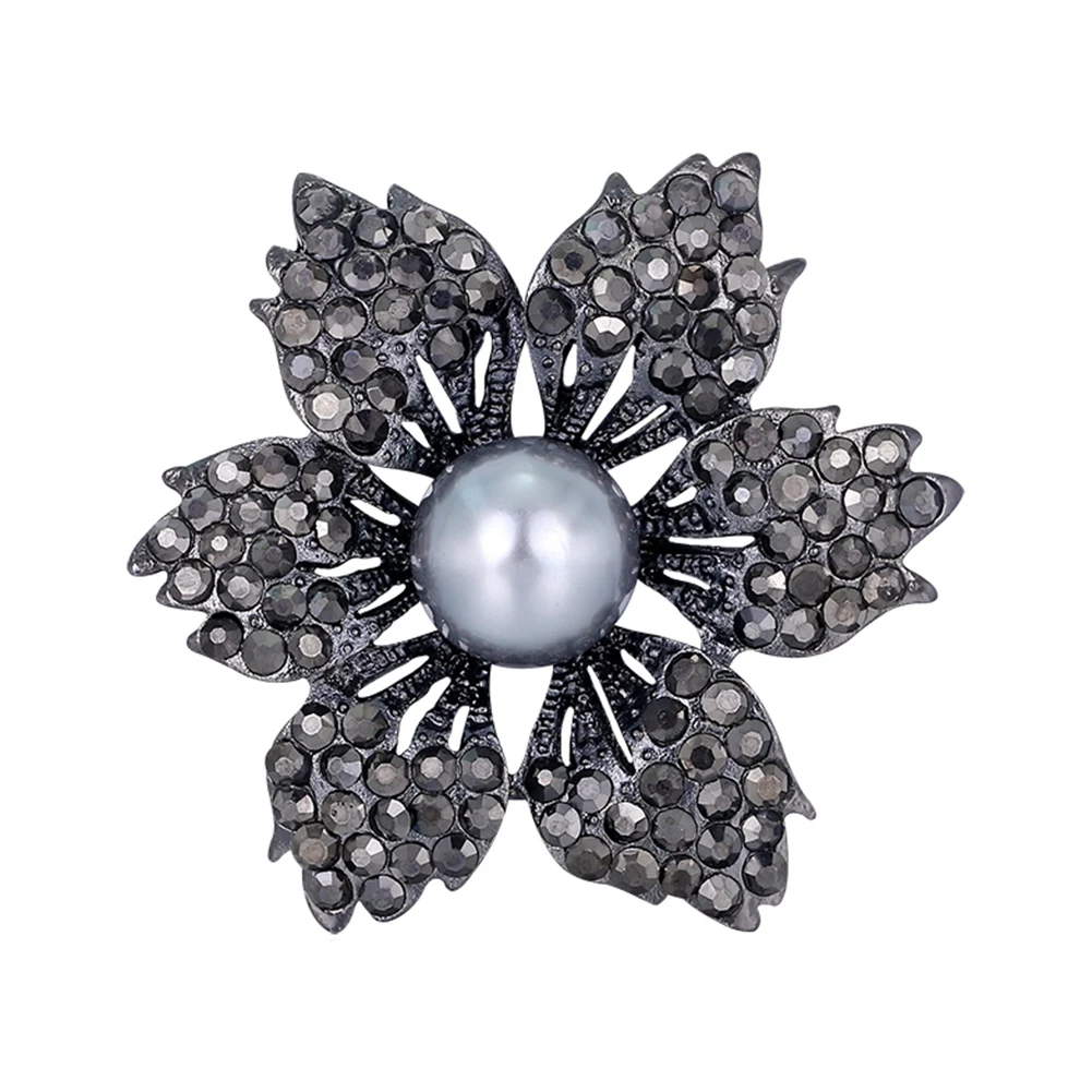 New Fashion Pearl Round Flower Brooch Accessories Fashion Ladies Jewelry Scarf Buckle Alloy Pearl Brooch