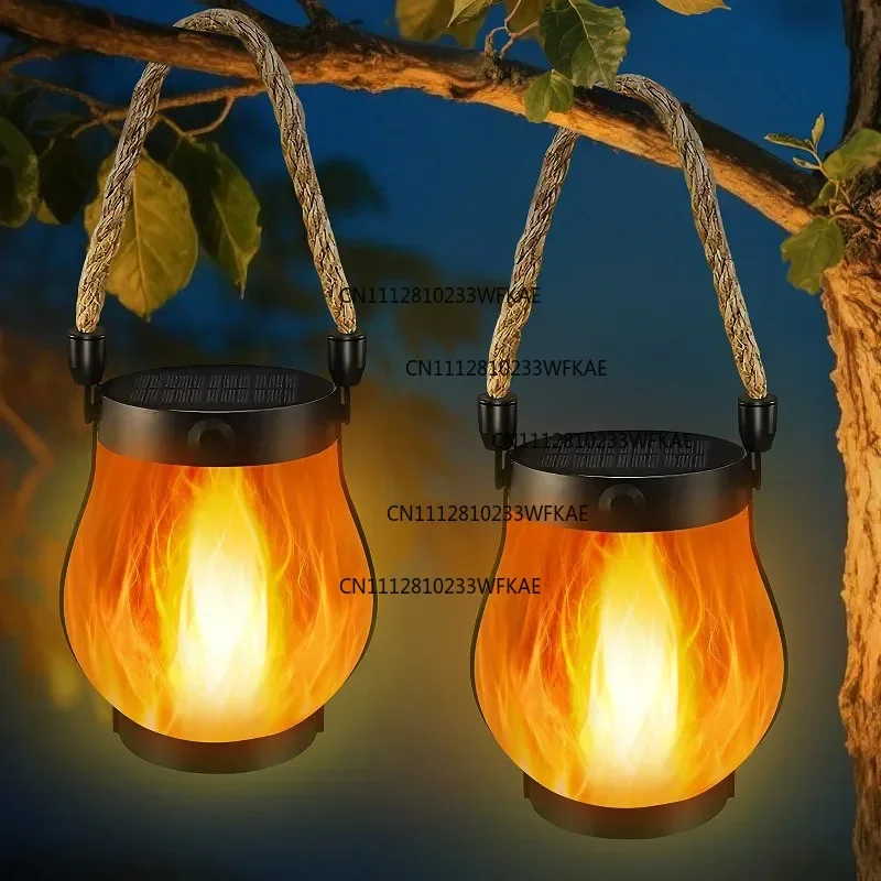 USB Rechargeable Camping Light Solar Flame Lights IPX4 Waterproof 800 Lumens 1200mAh Hanging Lantern Outdoor Lights