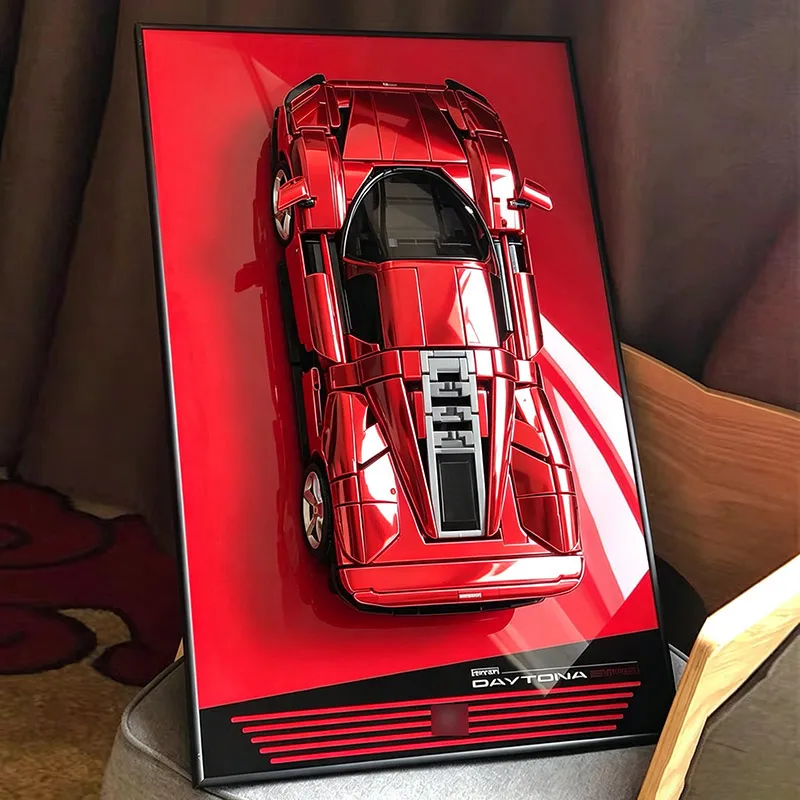 Wall‑Mount Frame Background Display Rack Compatible with LEGO 42143 Ferrari SP3 Technic Sports‑Car Building‑Block Set