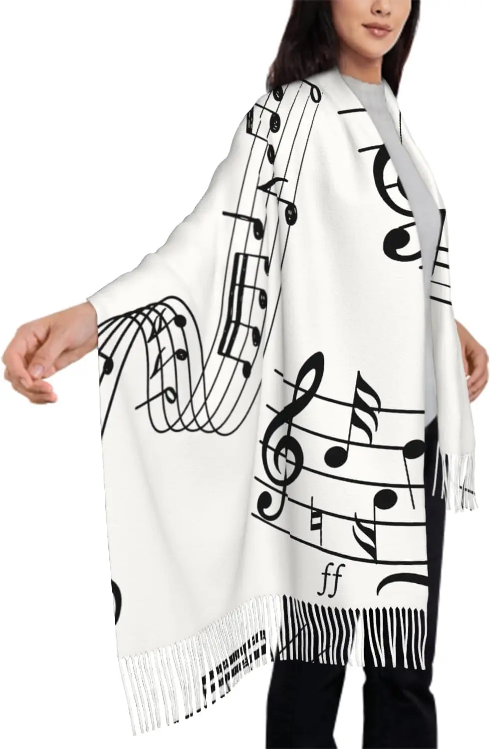 وشاح كبير الحجم للنساء، وشاح كلب البلدغ المبهج، أوشحة شرابة لخريف وشتاء، شال - 77.6 × 28.3 بوصة #4