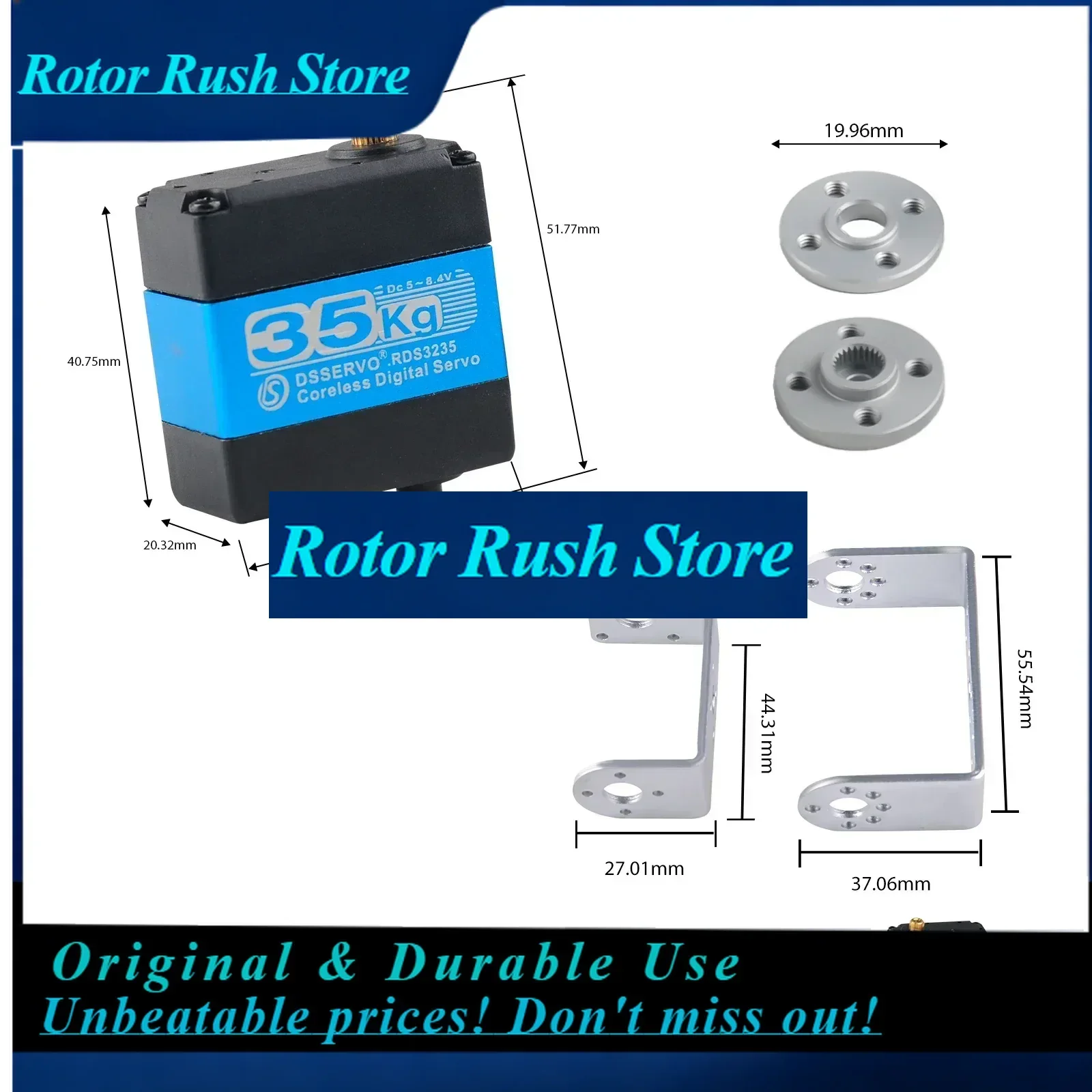 RoRuSRDS3235MG 35KG High Torque Digital  Metal Gear 180/270 Degree With U-Bracket For RC Robotics And DIY Projects