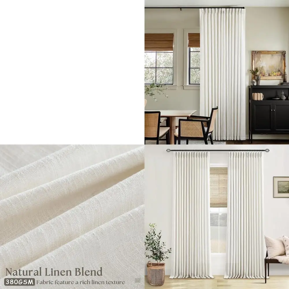 

Натуральный кремовый 102, льняные плиссированные шторы с крючками, фильтрация света, конфиденциальность для гостиной и спальни