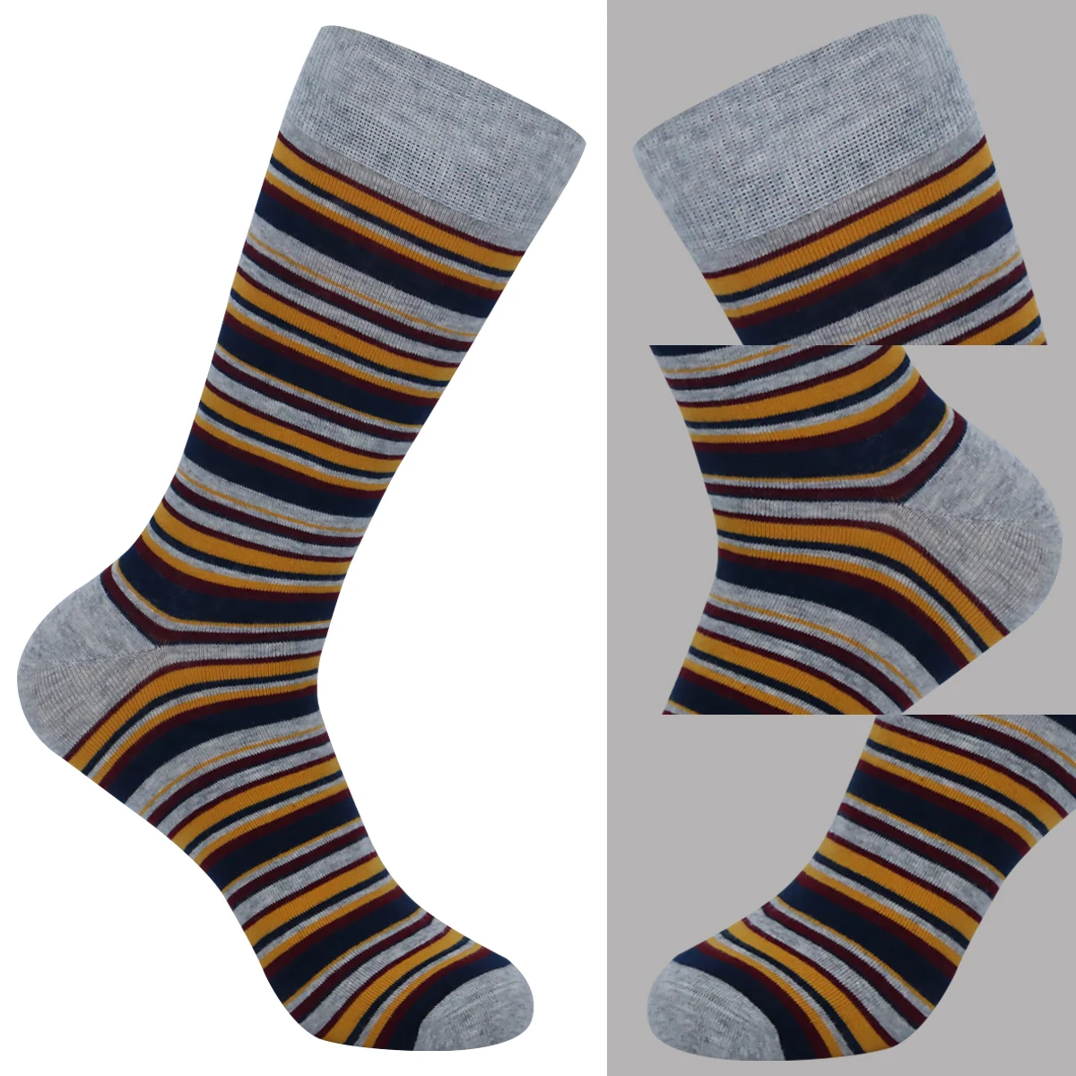 5 Pairs Breathable Soft Fashion Colorful Casual Men Socks Size EU41-48 Stripe Grid Business Men Cotton Dress Socks